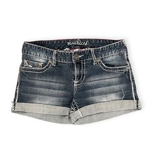 Embroidered thick jean shorts